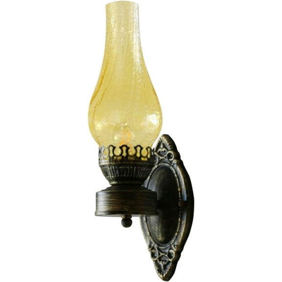 Vintage Wall Sconce, Industrial Wall Light with Handcrafted Frosted Glass Petal Shade, Rustic Decorative Wall Lighting Fixture for Outdoor Indoor Garage Doorway, 16.53inch Height