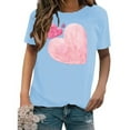 thumbnail image 4 of Meichang T-Shirts Graphiques pour Femmes Valentines Day T-Shirts Imprimé Cœur Manches Courtes Hauts Mignons Col Rond Décontracté Vacances T-Shirts Valentines Day, 4 of 4