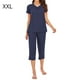 Femmes Vêtements de Nuit Ensemble V Pantalon Haut Pyjama Modal Vêtements de Nuit, Bleu, XXL – image 1 sur 7