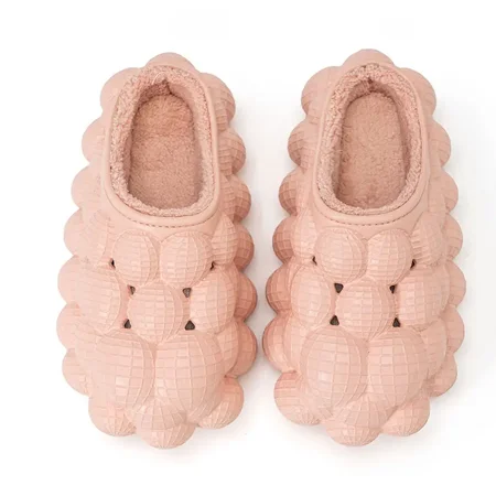 

Women‘s Fleece Liner Bubble Slippers Warm Soft Sole Comfy Cozy House Slides Women‘s Indoor Anti-slip Footwear