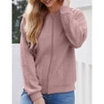 thumbnail image 4 of Women's Zip Up Cardigan Sweater Cable Outerwear Long Sleeve Casual Jacket Collar Outfits Trendy Sweatshirt Coat, Pink, XL, 4 of 9
