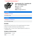 thumbnail image 2 of Sound Absorber Clip - Compatible with 2011 - 2012 Dodge Durango, 2 of 2