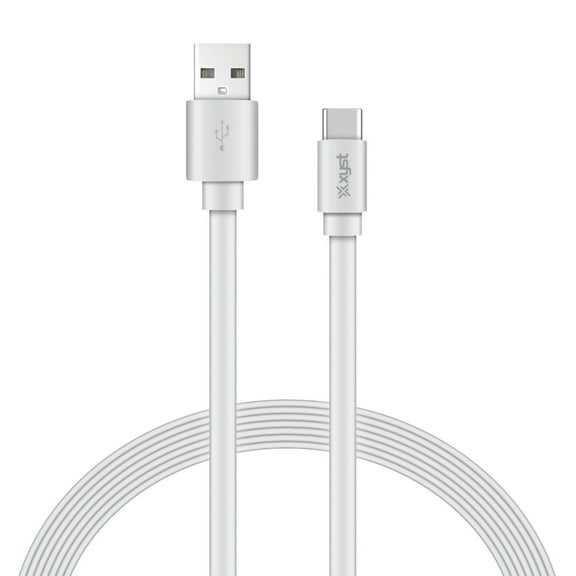 XYST XYS-TC4604F Charge and Sync USB to USB-C Flat Cable, 4 ft. (White)