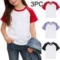 thumbnail image 2 of Gfyviroh 3 Pack Girls Basic T-Shirts Color Block Cotton Short Sleeve Tee Shirt Soft Summer Versatile Casual Tops, 2 of 7
