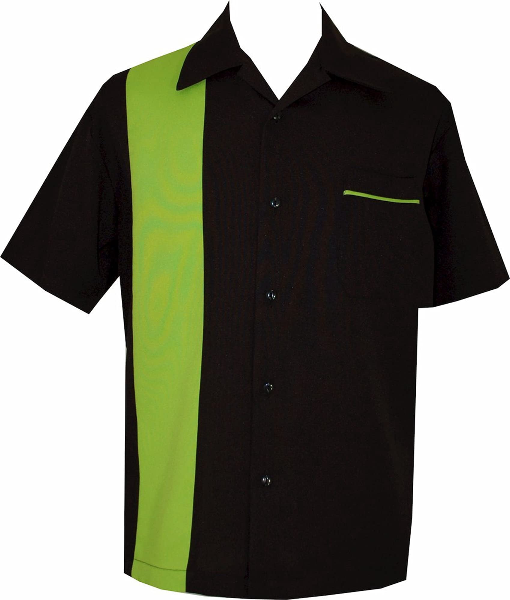 BeRetro Bowling Retro Camp ShortSleeve Mens USA Made Shirt LimeShock