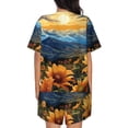 thumbnail image 6 of Balery Sunset Sky Sunflower Pattern Womens Pajama Sets 2 Piece Soft Short Sleeve Top and Shorts Sleepwear Round Neck Pjs Lounge Set with Pockets-Small, 6 of 7
