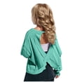 thumbnail image 2 of Girl's Open Back Workout Tees Cut Out Short Sleeve Crew Neck Loose Fit Running T Shirts Summer Outfits, 2 of 8