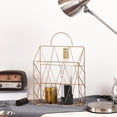 thumbnail image 3 of Miangastore 1PC Iron Magazine Handle Storage Basket Wall Hanging Desktop Books Newspapers Storage Holder (Golden), 3 of 9