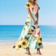 thumbnail image 1 of WILLBEST Vestido De Verano Para Mujer, Cuello En V, Manga Corta, Cintura Alta, Estilo Bohemio, Para Vacaciones Y Playa, 1 of 3