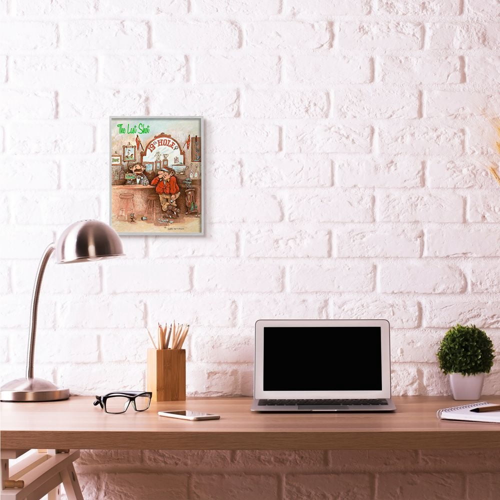 The Last Shot Funny Golf Cartoon Sports Design Gray Farmhouse Rustic Framed Giclee Texturized Art by Gary Patterson