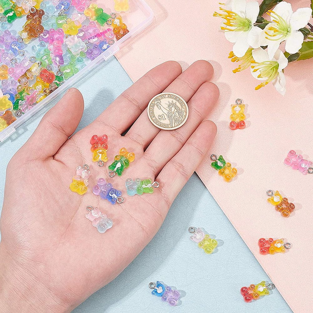 DIY Bear Resin Dangle Making Kits with Resin Pendants and Brass Earring Hooks Mixed Color Pendants: 20.5x10.5x6.5mm Hole: 2mm 8 colors