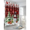 thumbnail image 3 of Christmas Snowman Shower Curtain Set ，Waterproof Fabric Shower Curtains Xmas Tree Socks Ball Winter Red Plaid Shower Curtains for Bathroom,Bathroom Decor 72"x84", 3 of 6