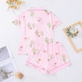 thumbnail image 4 of WIBACKER S-2XL Womens Pajamas Set Short Sleeve Button Down 2 Piece Cactus Loungewear Sets Tops and Shorts Sleepwear, 4 of 11