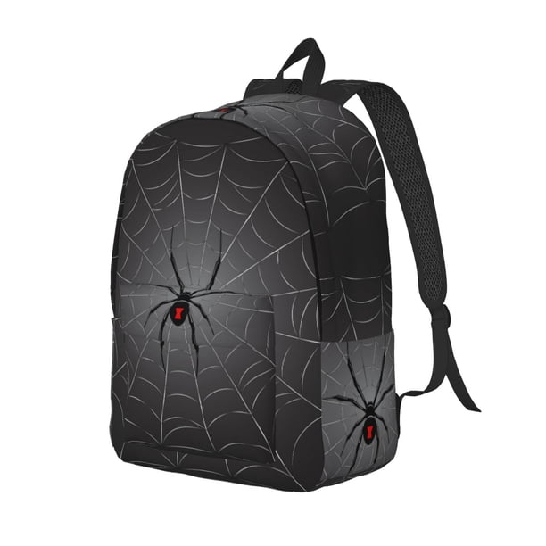 Disketp Black Spider On Web Mochila de Lona Estampada, Mochila Escolar de Viaje Ligera para Estudiantes y Portátil-Medium
