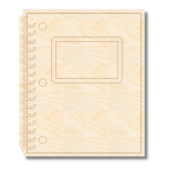 Unfinished Wood Etched Spiral Notebook Shape | Paint By Line Crafts 5" / 1/8"