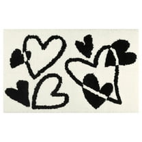 Unique Bargains Cute Heart Pattern Bath Rug Soft Non-Slip Bath Mat Absorbent Bath Carpet Beige 16" x 24"