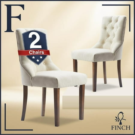 Pemberly Row Contemporary Cream Tufted Dining Chair Set of 2