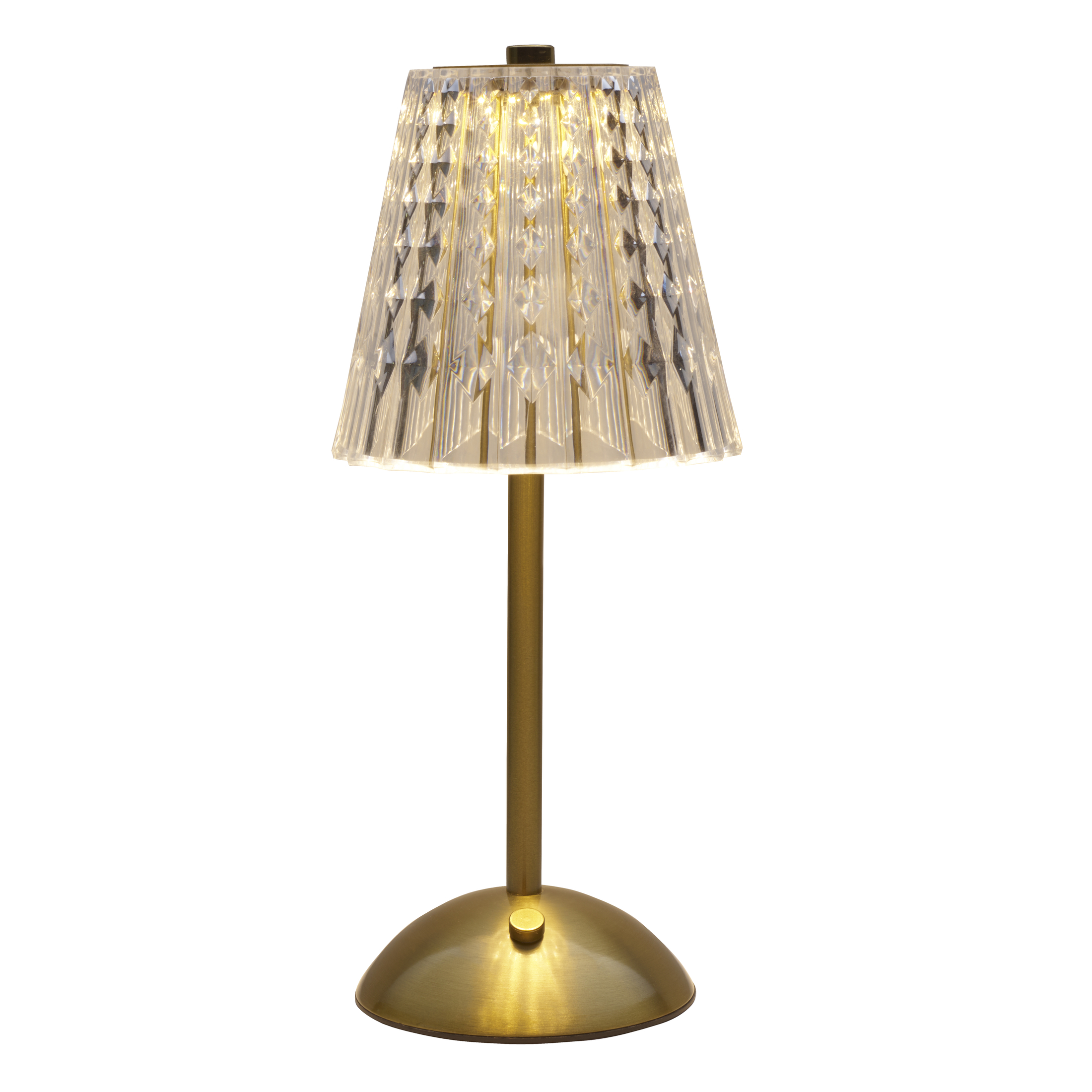 Home Accents 11 inch Acrylic and Metal Rechargeable Cordless LED Lamp with Shade, Clear