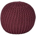 thumbnail image 1 of Urban Shop Round Knit Pouf, Wine, 1 of 5