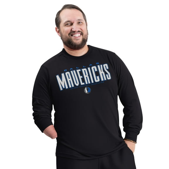 Men's G-III Sports by Carl Banks Black Dallas Mavericks Adaptive Printed Mesh Effect Long Sleeve T-Shirt