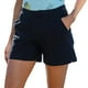 thumbnail image 1 of Pantalones cortos casuales de cintura alta para mujer - Cintura elástica, corte holgado, mezcla de algodón, liso, 1 of 4