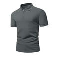 thumbnail image 5 of safuny Men's Slim Basic Shirts Lined Pullover Activewear Casual Workout Summer Relaxed Trendy Solid Color Tops Short Sleeve Quarter Zipper Lapel Tees Dark Gray M, 5 of 6