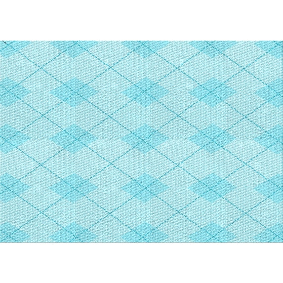 Ahgly Company Machine Washable Indoor Rectangle Transitional Blue Diamond Blue Area Rugs, 2' x 3'