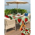 thumbnail image 5 of Outdoor Tablecloths with Umbrella Hole & Zipper, Sage Green Strawberry Tablecloth Rectangle 60x84 Inch, Spring Floral Watercolor Summer Botanical Waterproof Table Cloth, Patio/Pool Table Covers, 5 of 8