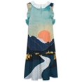 thumbnail image 4 of Mountain Sunset River Art Women's Fashion Casual Dress Summer Stand Up Collar Ruffles Sleeve Dress Elegant Dresses, 4 of 4
