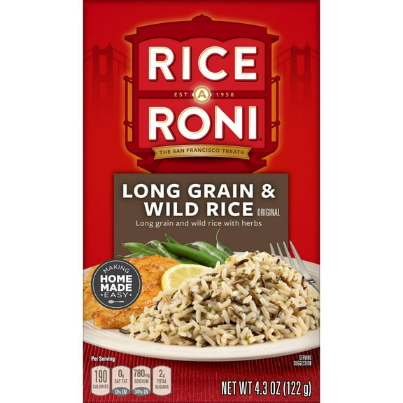 Rice-A-Roni Long Grain & Wild Rice Mix Packaged Meal, 4.3 oz Shelf-Stable Box (Pack of 6)