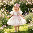 thumbnail image 2 of JAJAHO Toddler Baby Girls Princess Birthday Dress Flower Girl Party Tutu Wedding Formal Dresses Puff Short Sleeve Floral Print Tulle Gown 6M-3Y, 2 of 8