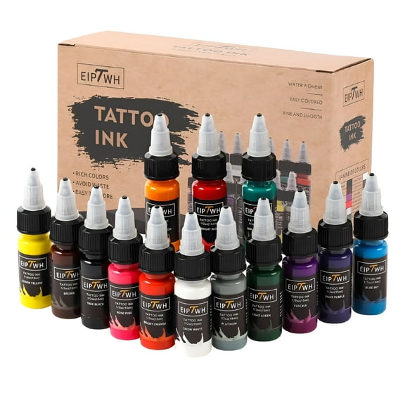 RAGUPEL 14 Colors Tattoo Ink Set, 15ml 1/2oz Tattoo Ink Colors Set for Outlining & Shading, Tattoo Pigments for Tattoo Body Art