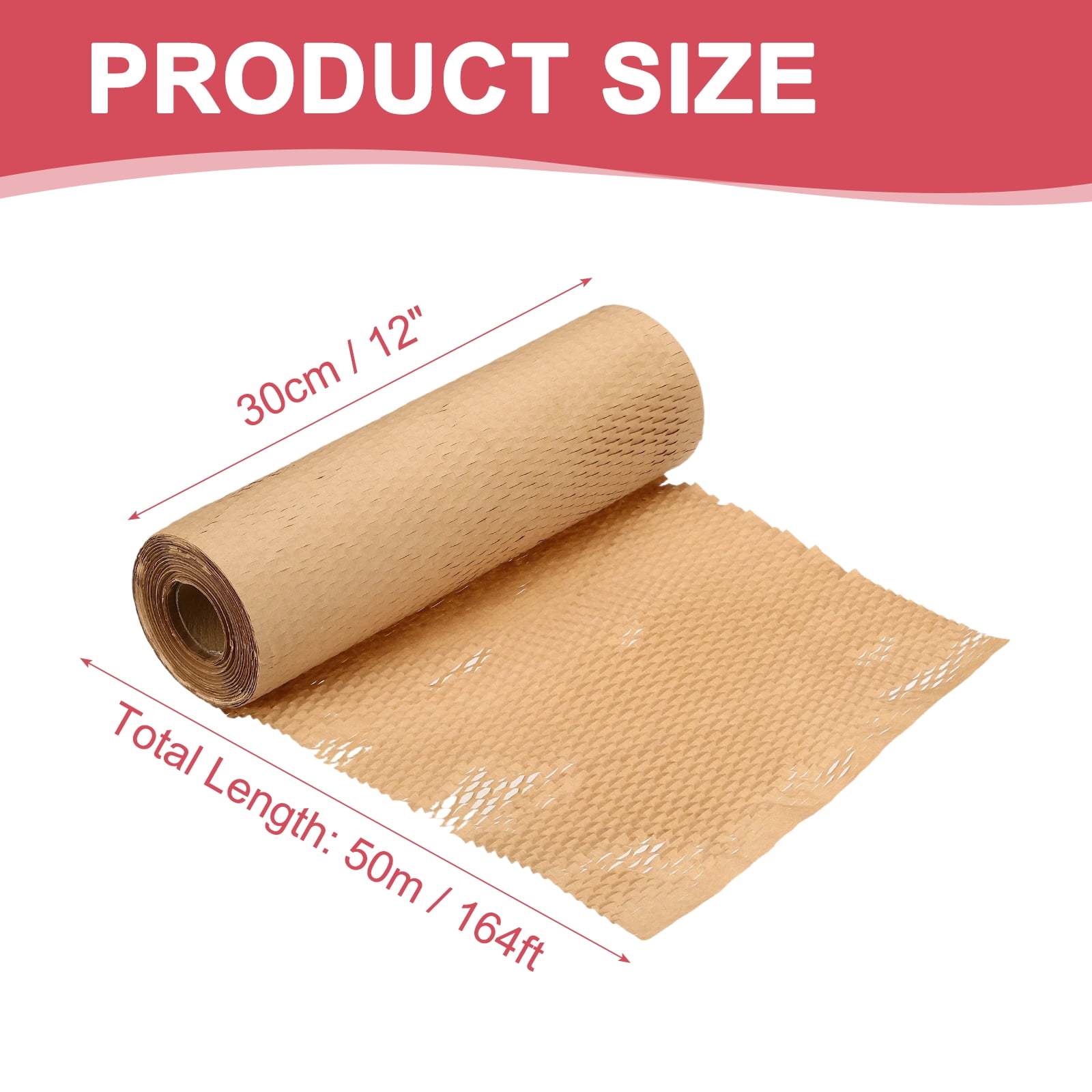 Uxcell Honeycombs Packing Paper Wrap, 12 Inch x 164 ft Wood Pulp Kraft Paper Bubble Pack Wrap Roll for Packing Shipping Moving, Cowhide