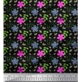 thumbnail image 1 of Soimoi Cotton Duck Fabric Leaves,Pink & Lavender Blue Flower Floral Printed Fabric 1 Yard 42 Inch Wide, 1 of 1