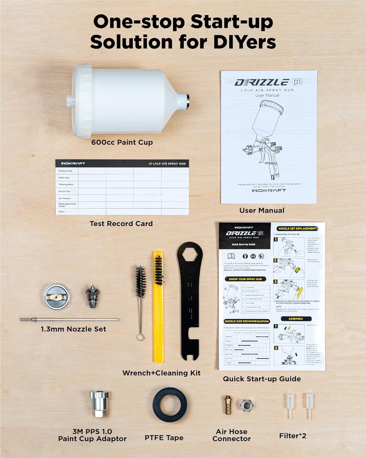 InoKraft D1 LVLP Air Spray Gun Basic/Premium Kit