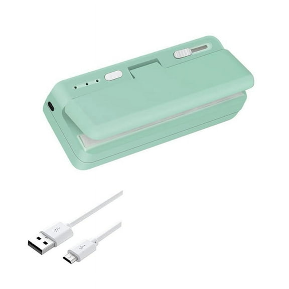 Mini Bag Sealer, USB Charger Potato Chip Bags Heat Sealer Capper, Reseals Snack Plastic Bag Heat Seal and Cutter Green
