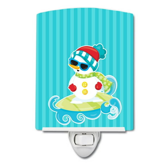 Caroline's Treasures BB9077CNL Beach Snowman Surfer #2 Ceramic Night Light, 6x4x3", multicolor