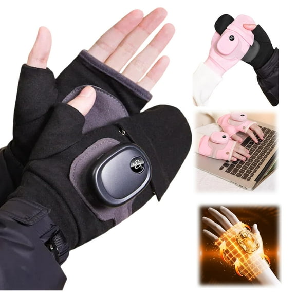 Heated Gloves for Women Rechargeable, 2025 Upgraded Large Capacity Heated Fingerless Gloves for Women Smart Thermostatic Electric, Hand Warmers for Cycling Outdoor Snow (Black, Universal Size)