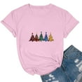 thumbnail image 2 of Feanecy Women's Christmas T-Shirts Trendy Letter Print Xmas Graphic Tees Comfy Loose Short Sleeve Round Neck Blouse Teen Girls Casual Holiday Tops Pink XL, 2 of 5