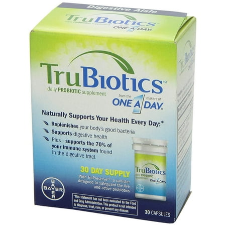 TruBiotics Daily Probiotic, 30 capsules - Gluten Free, Soy Free Digestive + Immune Health Support Supplement for Men and Women