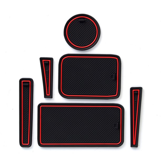 Speravity 6 unids/set de almohadillas de ranura para puerta de coche, portavasos para vehículo, cojines protectores, decoración, alfombrilla Automoción decorativa y accesorios Rojo