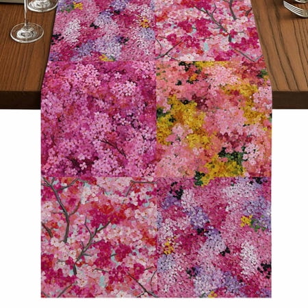 Table Runners 72 Inches Long Dress Scarves Colorful Cherry Blossom Farmhouse Kitchen Table Runner Coffee Tablerunners Spring Flowers Vintage Art 14x72 Inch