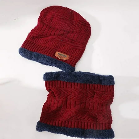 

JNZOUHA Stylish and cozy Thickened Woolen Men‘s Winter Hat and Creative Knitted Scarf Set perfect for Outdoor Fleece Warmth on cold weather adventures.