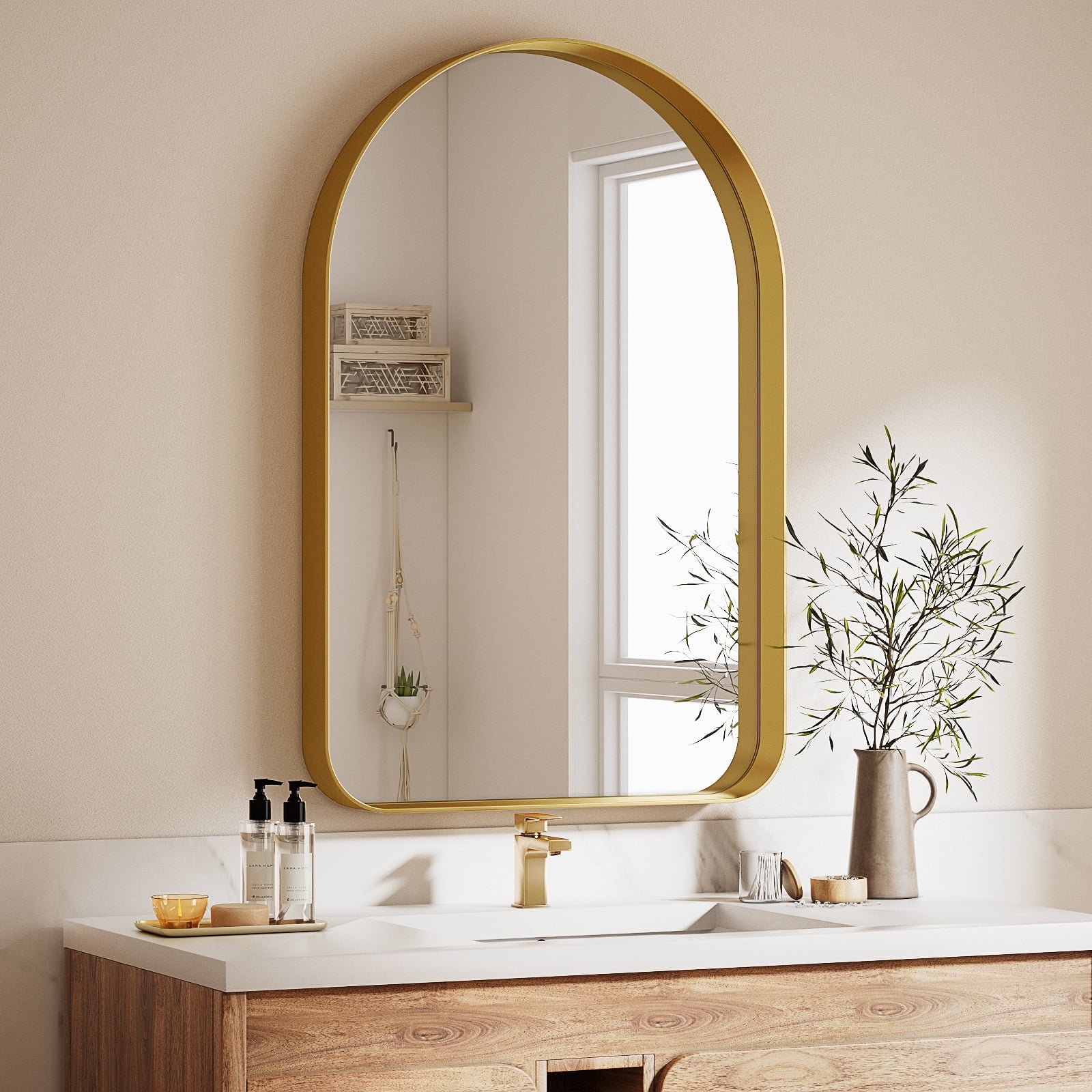 GRAHMCY 38"x26" Bathroom Vanity Rectangle Mirror With Deep Frame, Gold