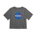 thumbnail image 2 of Nasa Meatball Logo Women's Boxy Cropped T-Shirt Casual Graphic Tee, 2 of 6