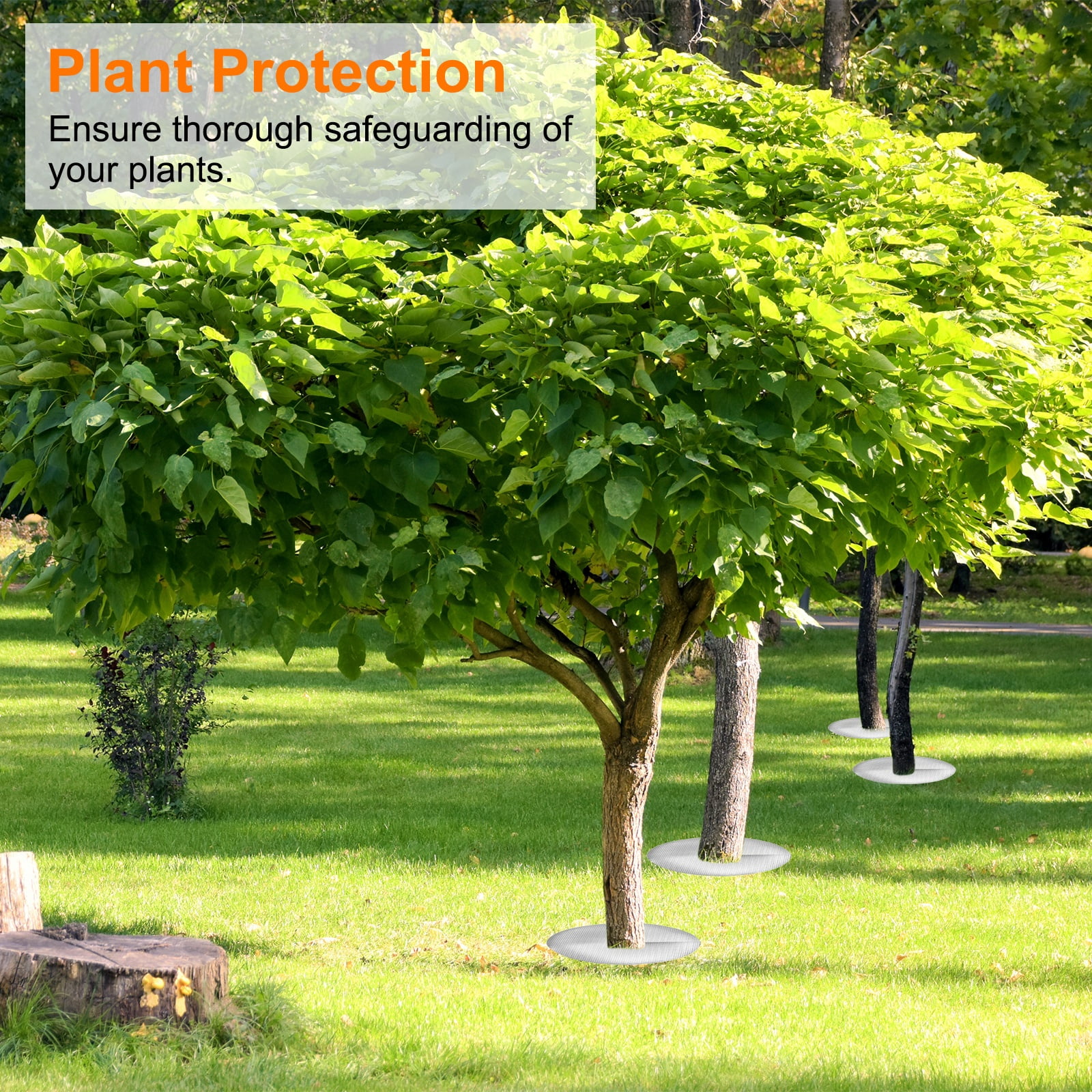 Uxcell 2pcs Tree Mulch Ring 28.3 Inch Non-Woven Round Tree Protector Weed Barrier Mat Plant Cover Rings for Weed Grass Control Root Protection, Silver