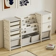 thumbnail image 4 of Kids Furniture Kids Toy Storage Organizer 8 storage cabinet Removable Toy Bins, 4-Tier Book organizers Storage and 2 cabinet storage, Kids Bookshelf and Toy Storage for Playroom, Bedroom, Kids Room,B, 4 of 9