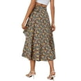 thumbnail image 3 of SAYOO Vinatge Women Long Midi Skirts 2022 Female High Waist Tie-up Split Floral Print Ruffles Irregular Hem Skirts Beachwear, 3 of 8