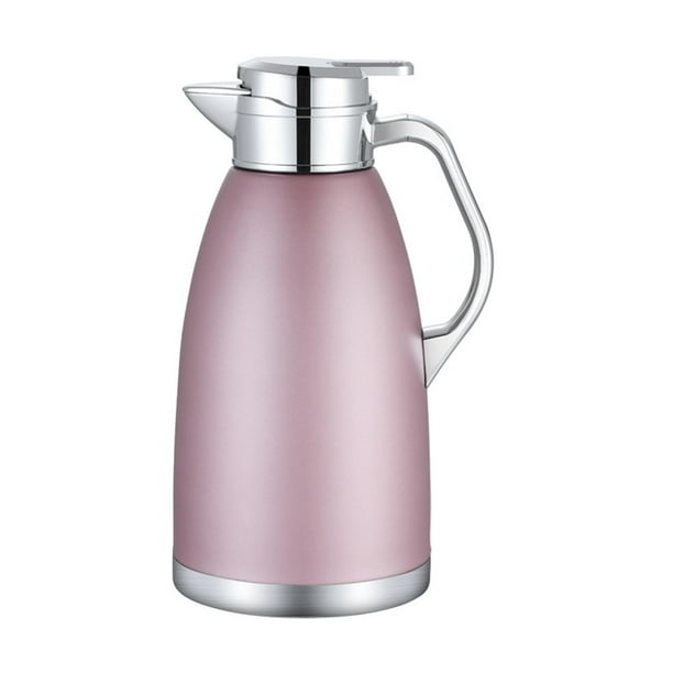 Hervidor térmico de acero inoxidable con aislamiento térmico, dispensador de bebidas térmicas de 2,3 l para café rosa