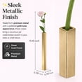 thumbnail image 6 of HCBY Gold Metal Slim Flower Vase, Minimalist Square Bud Vase, Luxurious Tabletop Decor for Home, Wedding, Party, 6 of 7